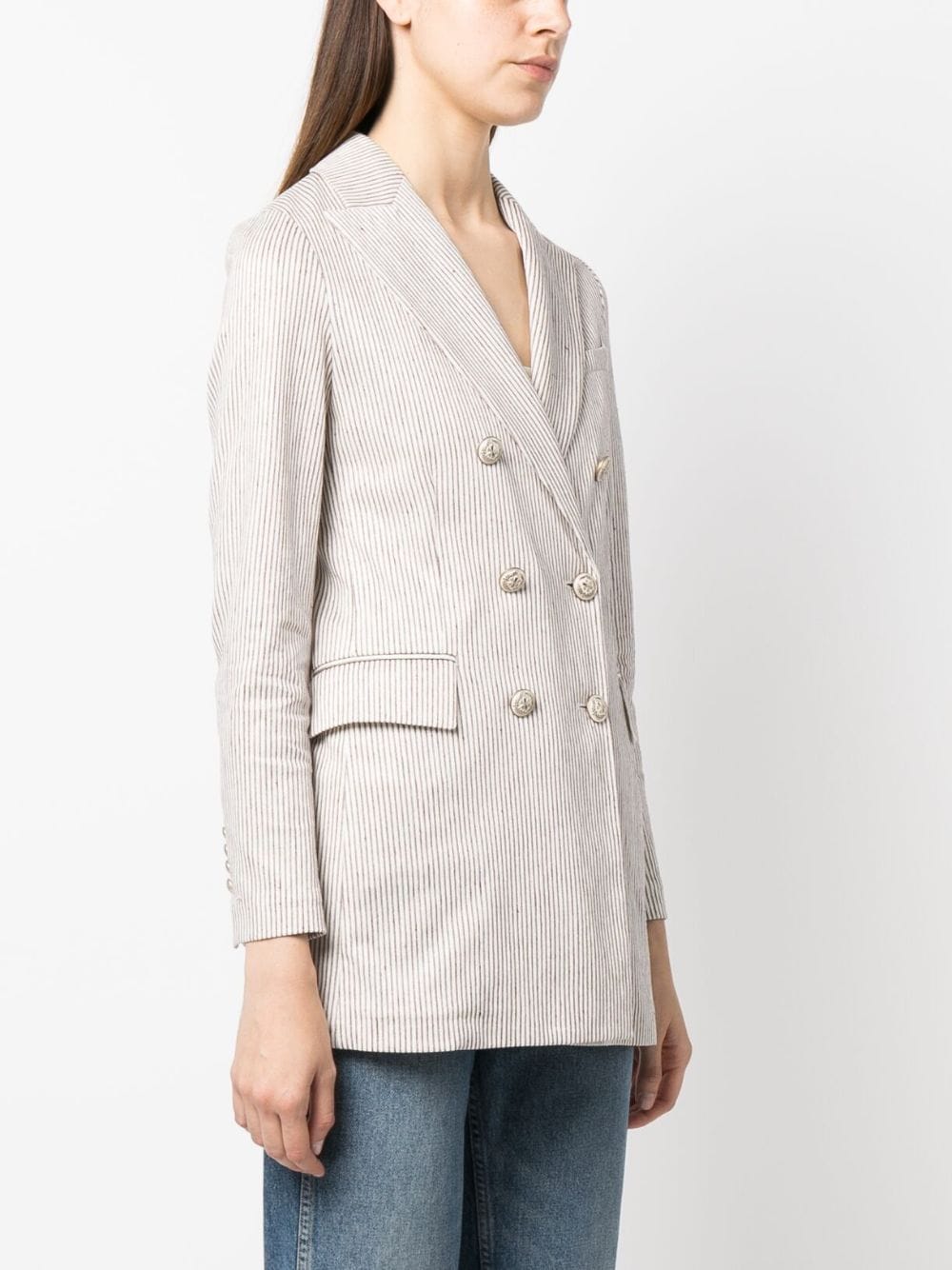 Linen blend double-breasted jacket