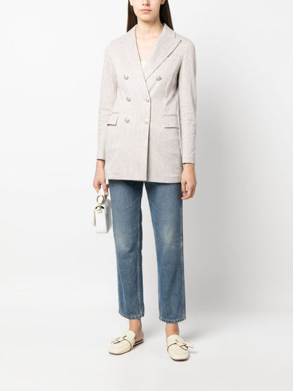 Linen blend double-breasted jacket