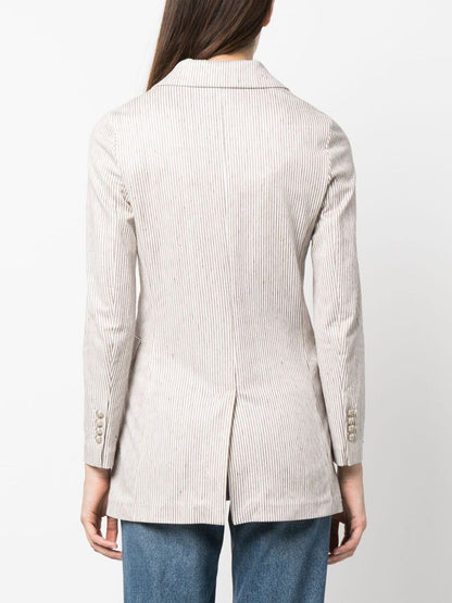 Linen blend double-breasted jacket