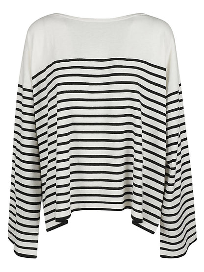 Striped cotton blend pullover