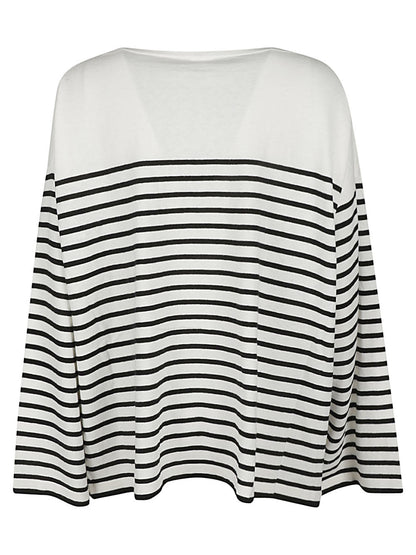 Striped cotton blend pullover