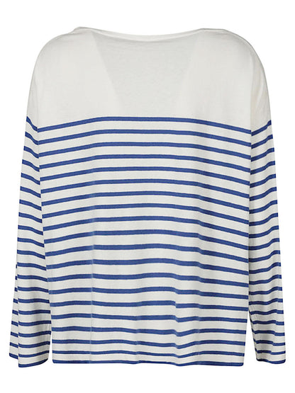 Striped cotton blend pullover