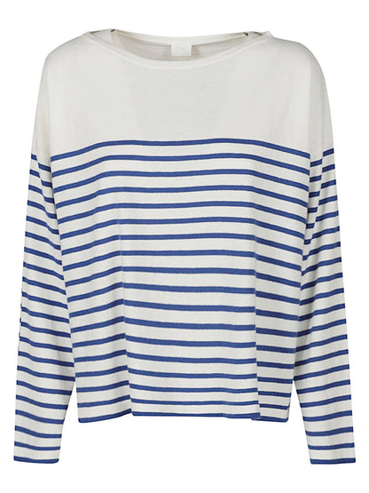 Striped cotton blend pullover