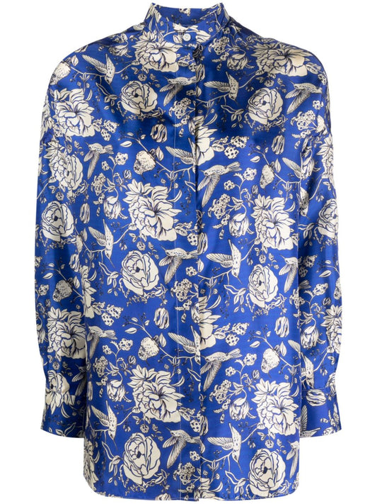 Floral print silk shirt