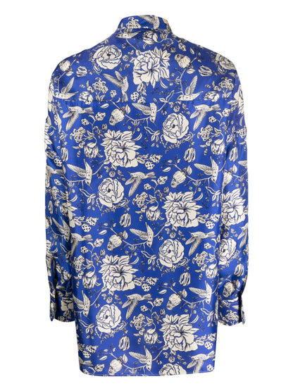 Floral print silk shirt