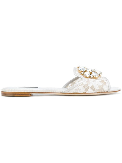 Crystal lace flat sandals