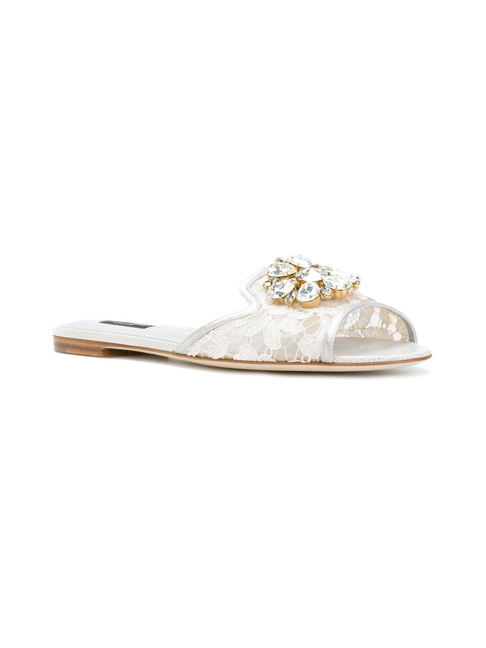 Crystal lace flat sandals