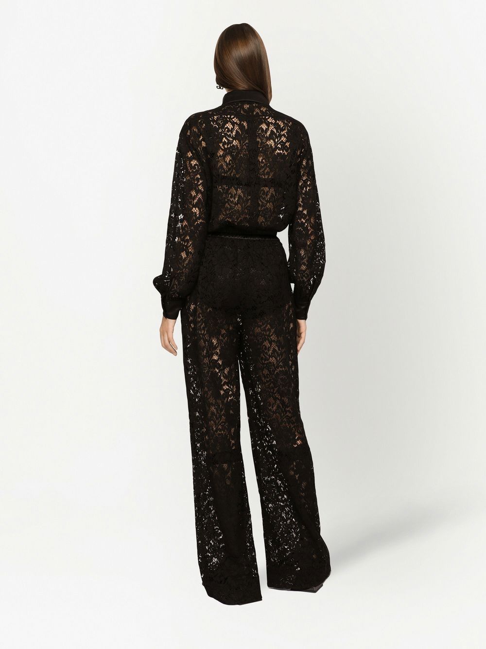 Lace long shirt jumpsuit