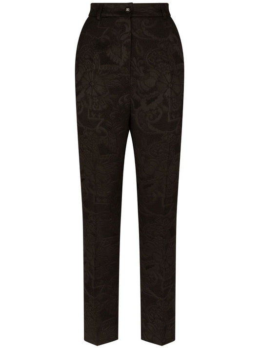 Jacquard high-waist trousers