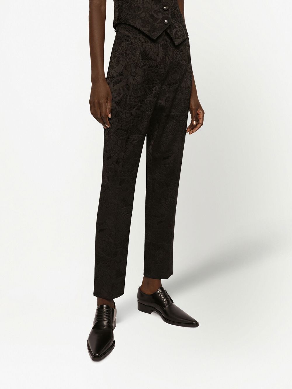 Jacquard high-waist trousers