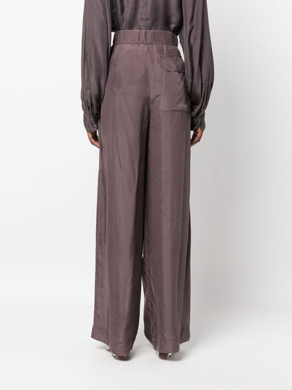 Wide leg silk trousers