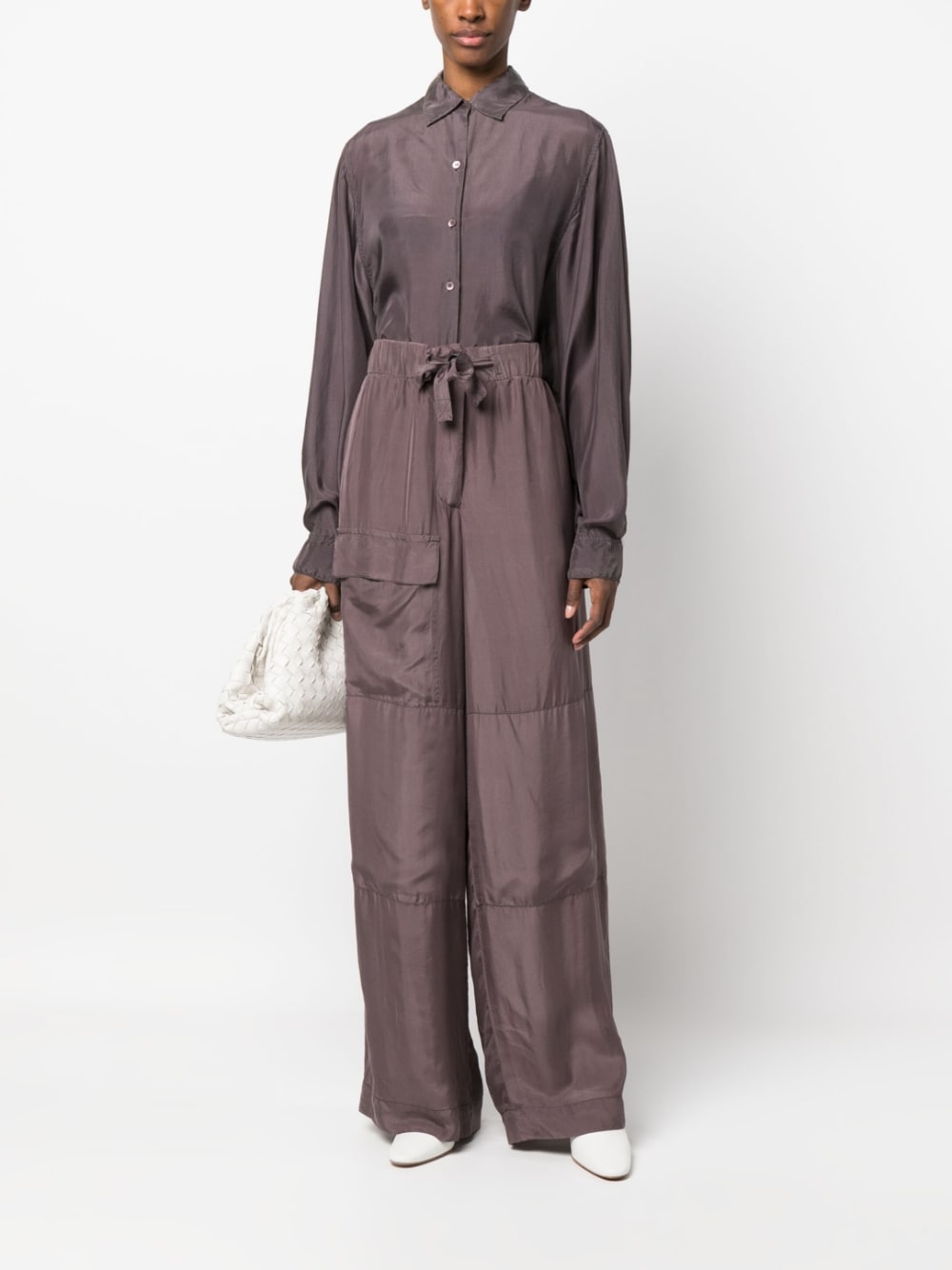 Wide leg silk trousers