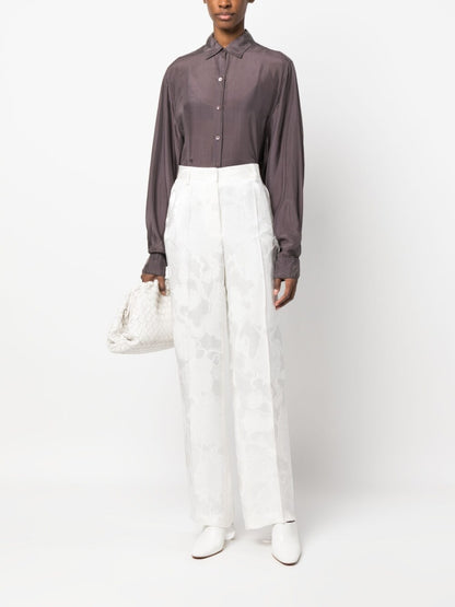 Viscose jacquard straight-leg trousers