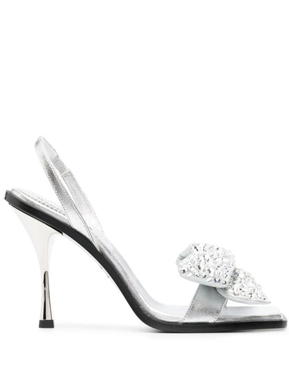 Rhinestone details heel sandals