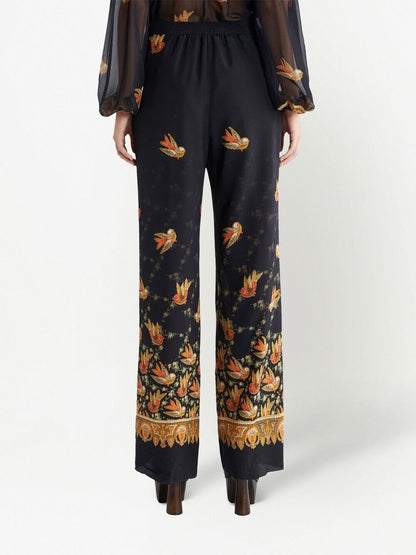 Printed silk trousers