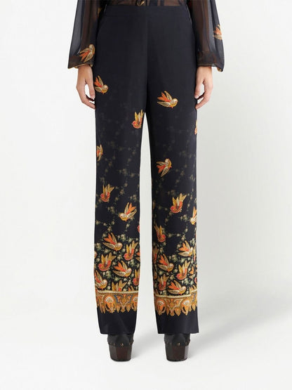 Printed silk trousers