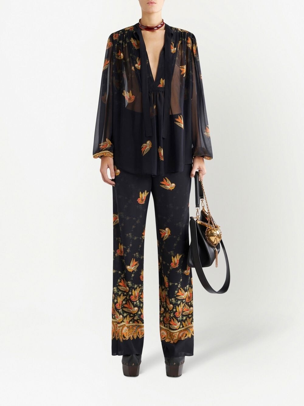 Printed silk trousers