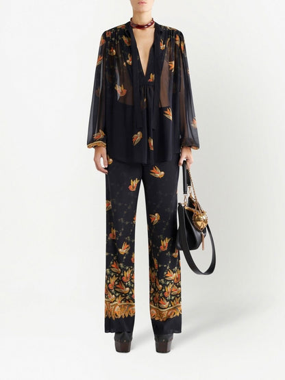 Printed silk trousers