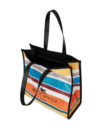 Nylon striped tote bag