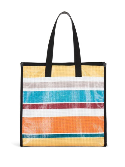 Nylon striped tote bag