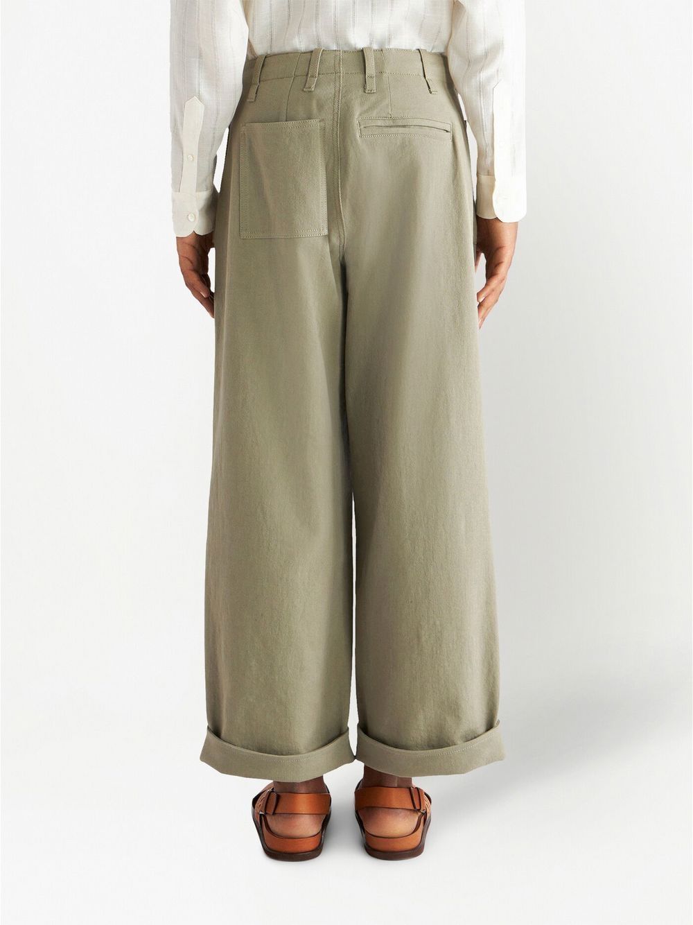 Wide-leg cotton trouser