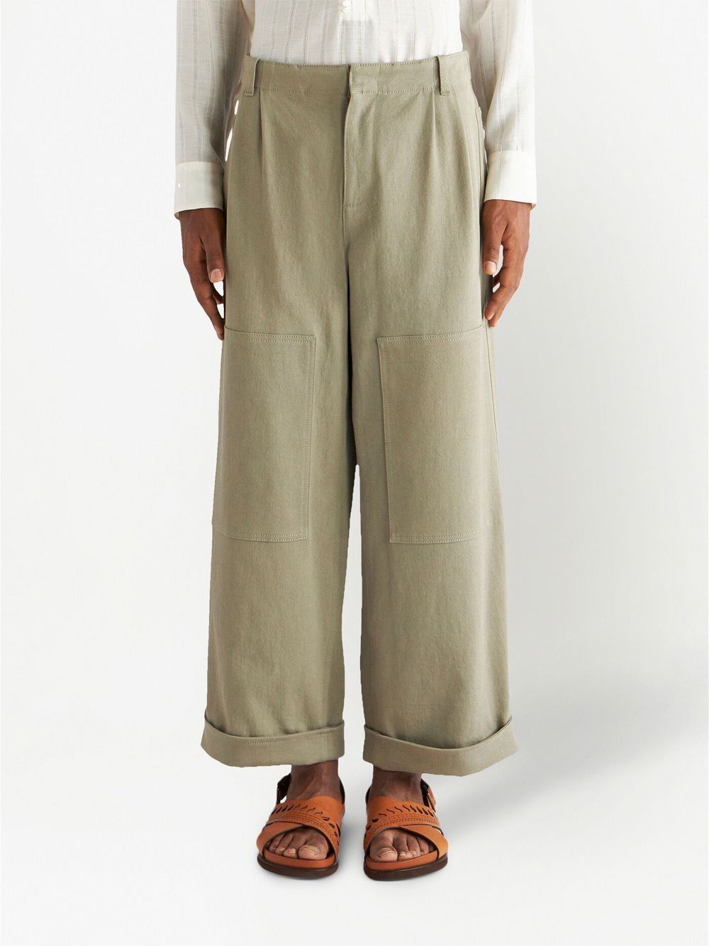 Wide-leg cotton trouser