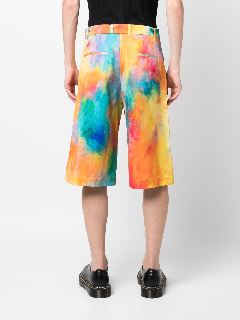 Tie-dye print cotton shorts