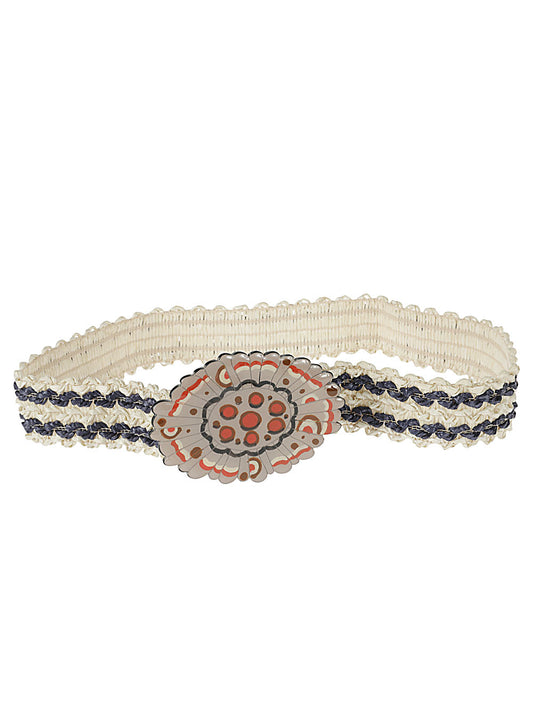 Striped raffia belt