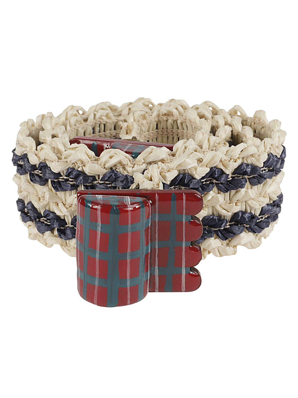 Striped raffia belt