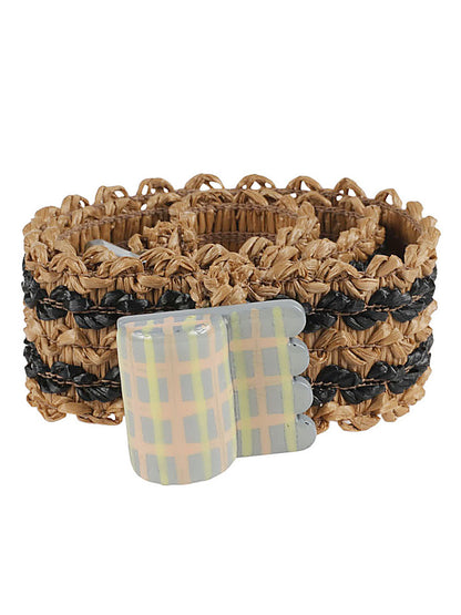 Striped raffia belt