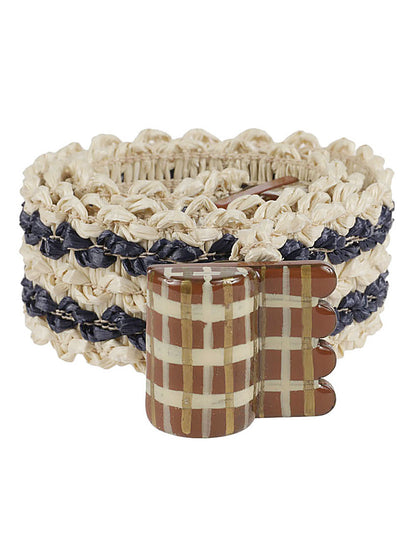 Striped raffia belt