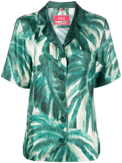 Printed silk pajama shirt