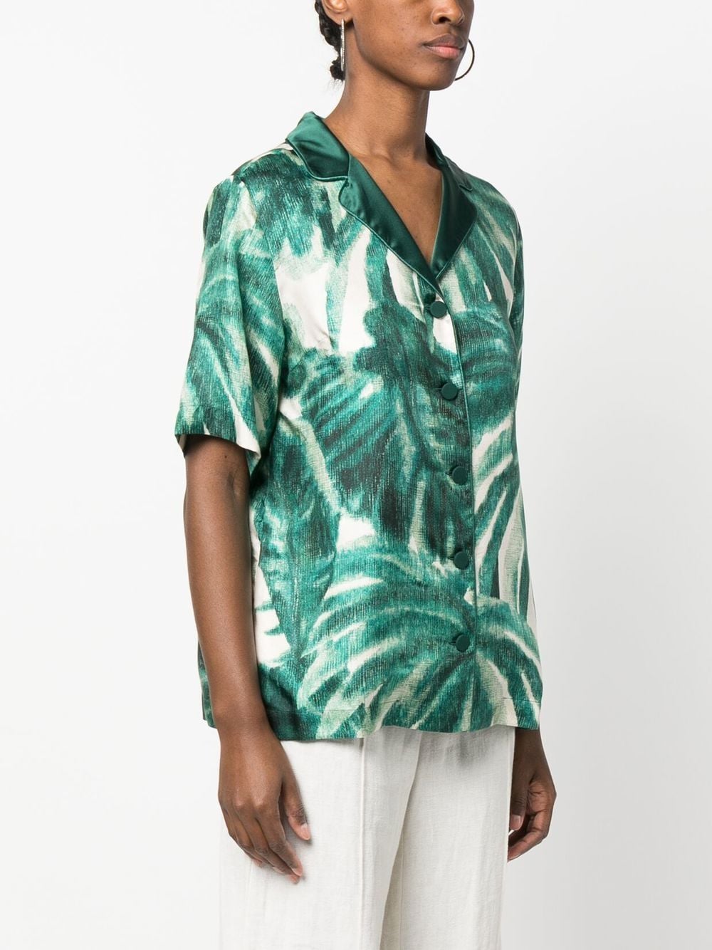 Printed silk pajama shirt