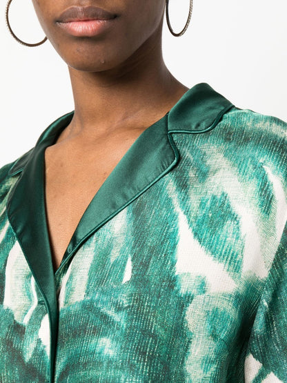 Printed silk pajama shirt