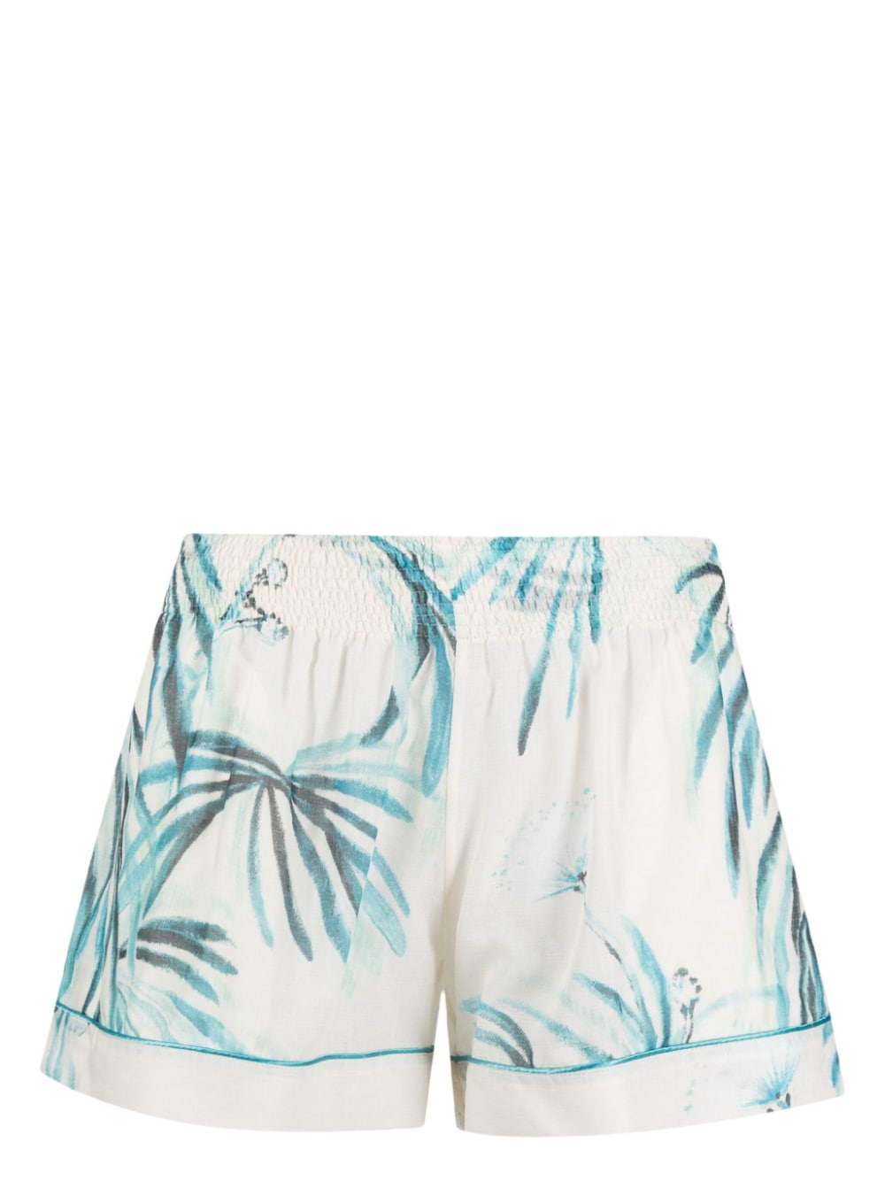 Printed drawstring cotton shorts