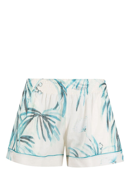 Printed drawstring cotton shorts