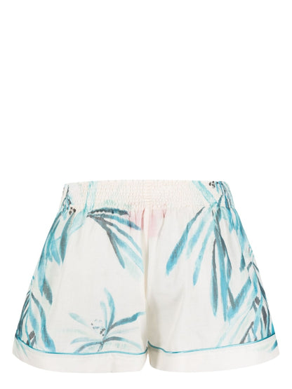 Printed drawstring cotton shorts