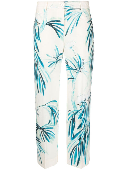 Wide-leg printed cotton trousers