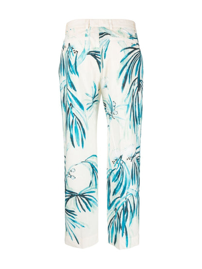 Wide-leg printed cotton trousers