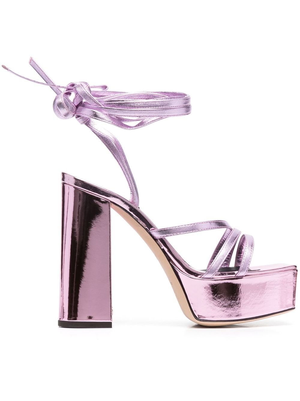 Metallic leather heel sandals