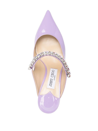 Bing 65 crystal strap patent leather mules