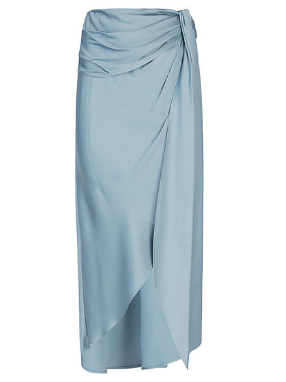 Elisabetta draped satin midi skirt