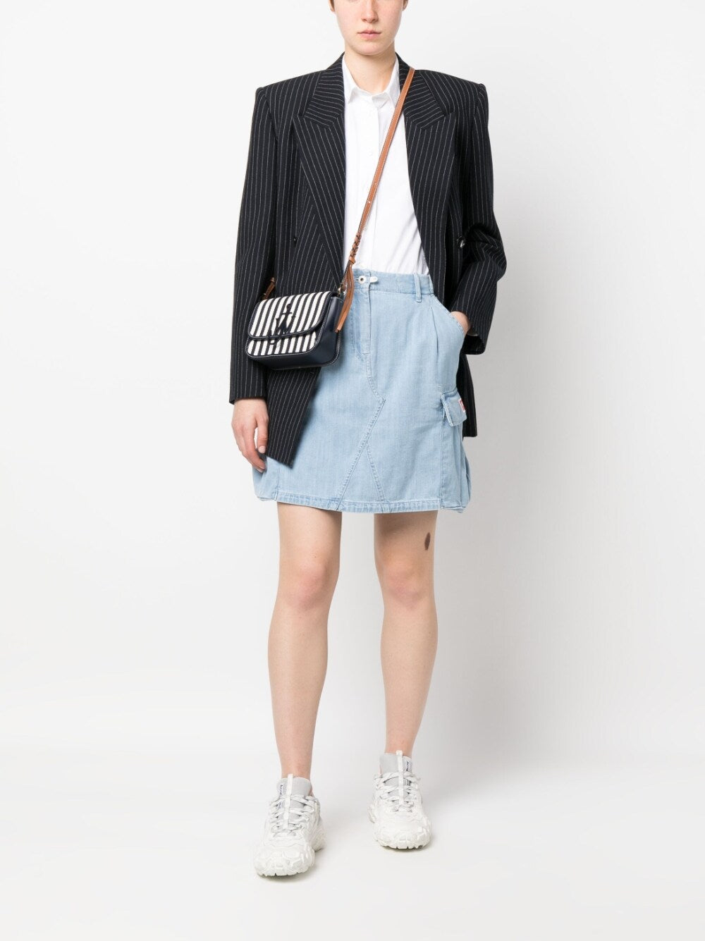 Cargo denim skirt