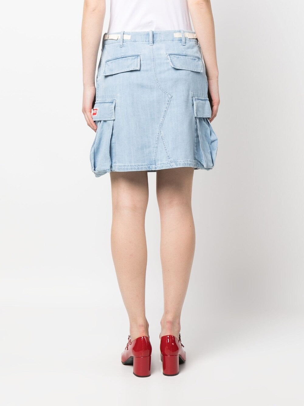 Cargo denim skirt