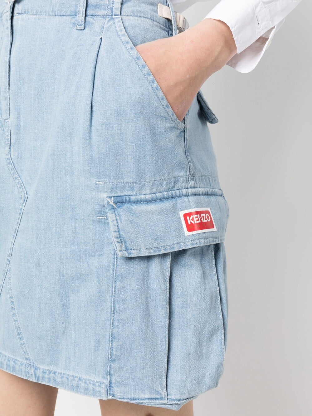 Cargo denim skirt