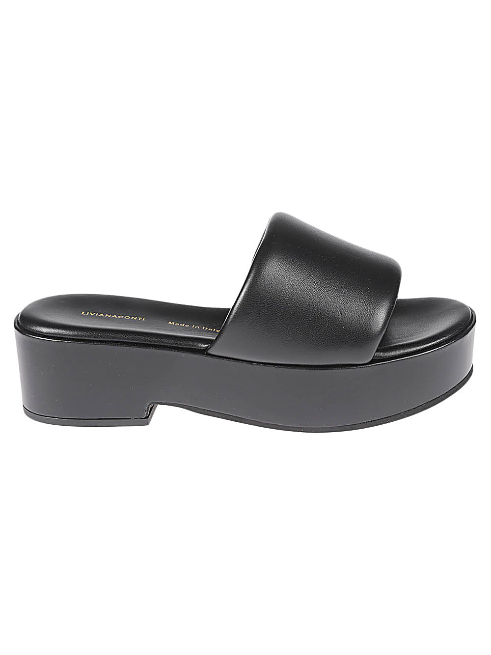 Leather platform mules