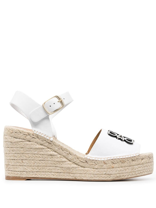 Anagram canvas wedge espadrilles