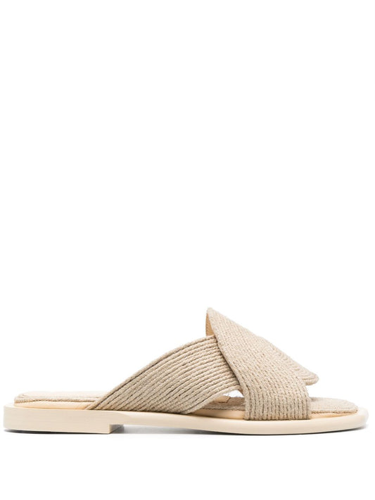 Petal raffia flat sandals