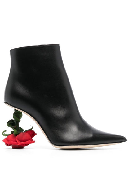 Leather heel ankle boots