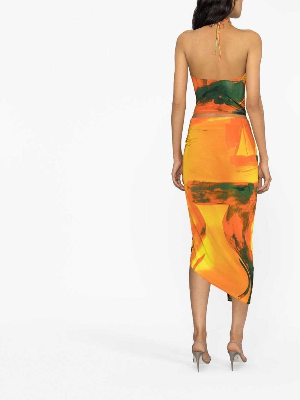 Long printed draped skirt